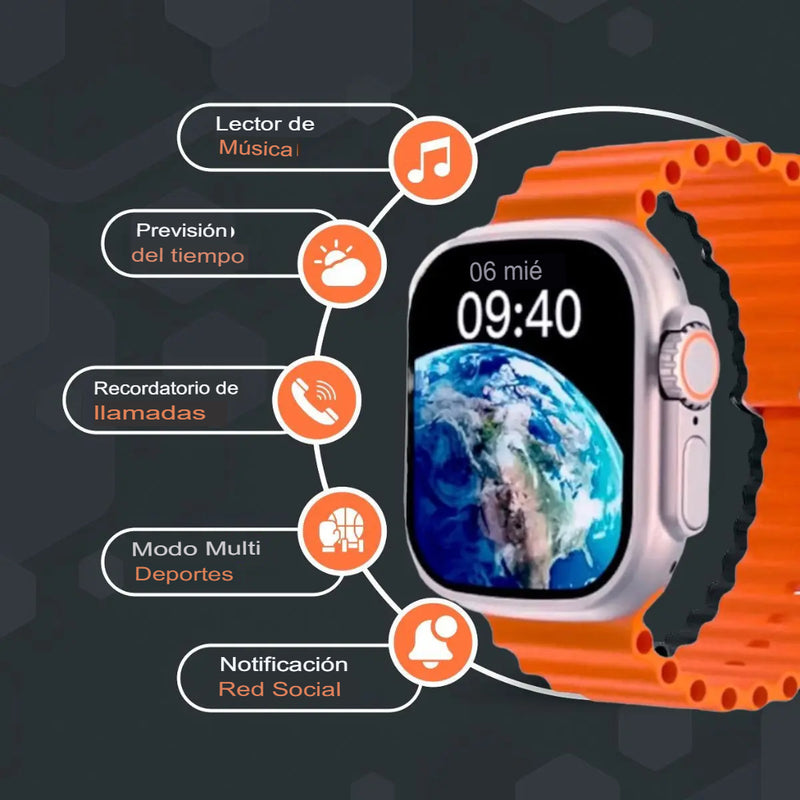 Smartwatch Reloj Inteligente U9 Plus Ultra 9 GPS Android IOs Hombre Mujer Microwear + 2 Pulseras